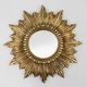 Gold Sunburst Mirror in Resin with Convex Mirror, France, 1960s