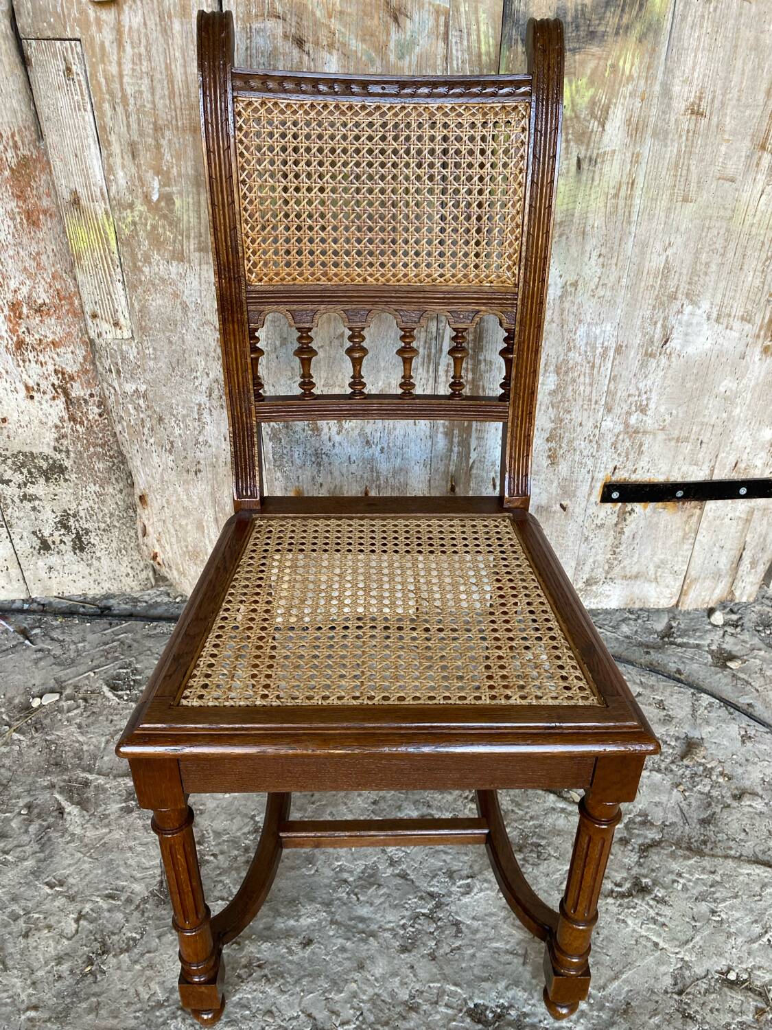 Chaise ancienne neo renaissance chêne + assise + dossier cannées vintage