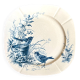 Blue ironstone plate from Gien, "Birds" service, circa 1870, no. 6.