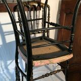 Pair of black laqué wooden chairs napoleon III era