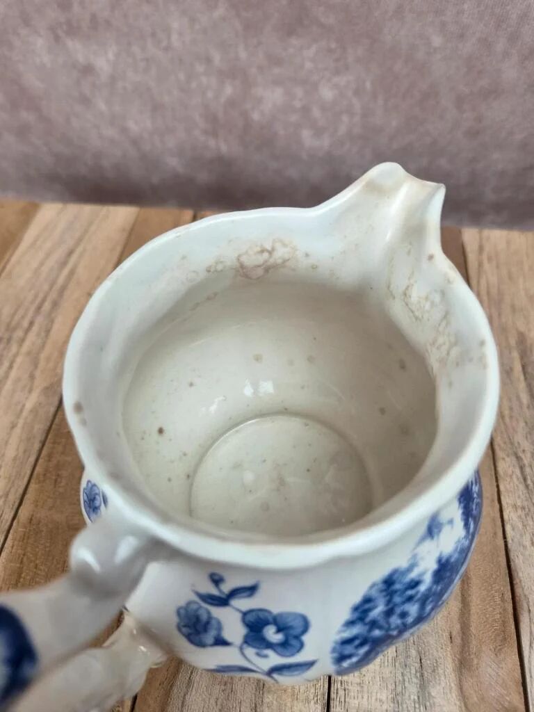 Jug / milk jug Sarreguemines Romantic blue – country decor – vintage earthenware