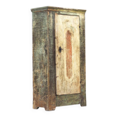 Armoire de mariée peinte en art populaire de ferme rustique et vieillie