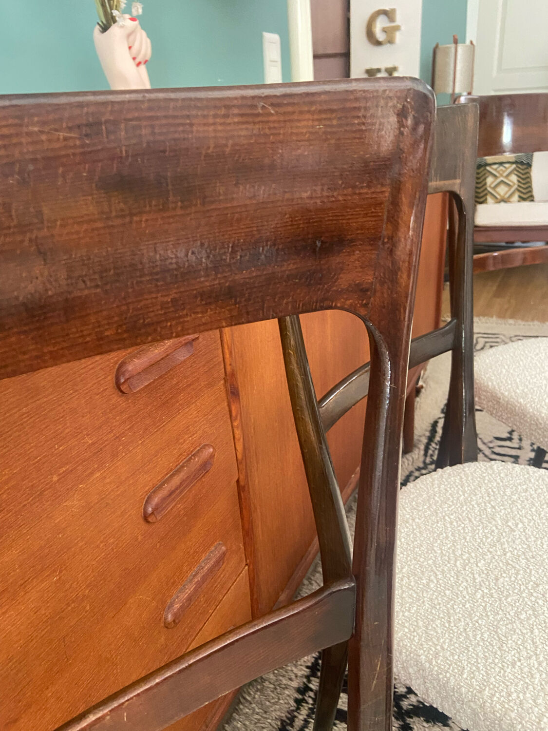 Series of 4 mahogany chairs 40s