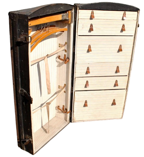 Antique 1920s Wardrobe Cabin Trunk Transatlantic Wardrobe Chest Dressing Room