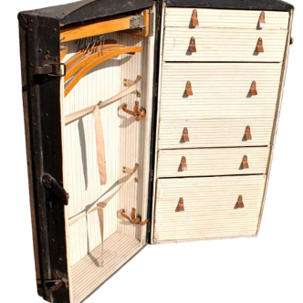 Antique 1920s Wardrobe Cabin Trunk Transatlantic Wardrobe Chest Dressing Room