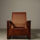 Mid-century architectural teak lounge chair with cane seat, 1950s