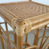 Vintage woven bamboo and wicker stool