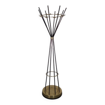 Italian copper and steel tubular coat rack, 1950s