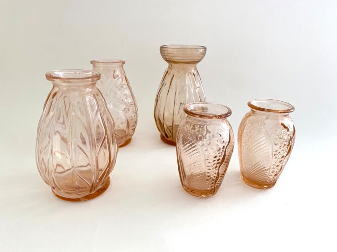Série de cinq vases rose