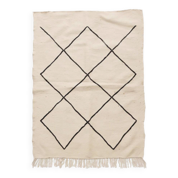 Tapis berbère minimaliste écru et noir 105x140 cm