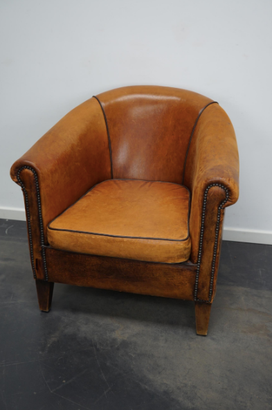 Club armchair in leather color cognac Netherlands