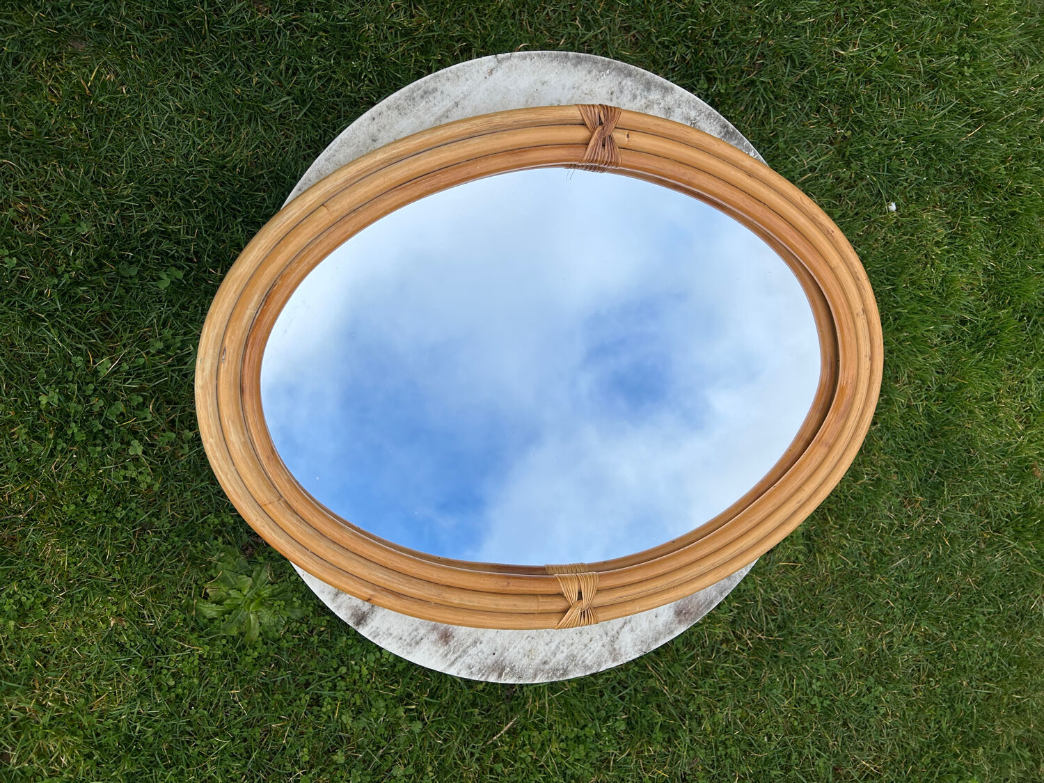 Vintage 1970s bamboo mirror