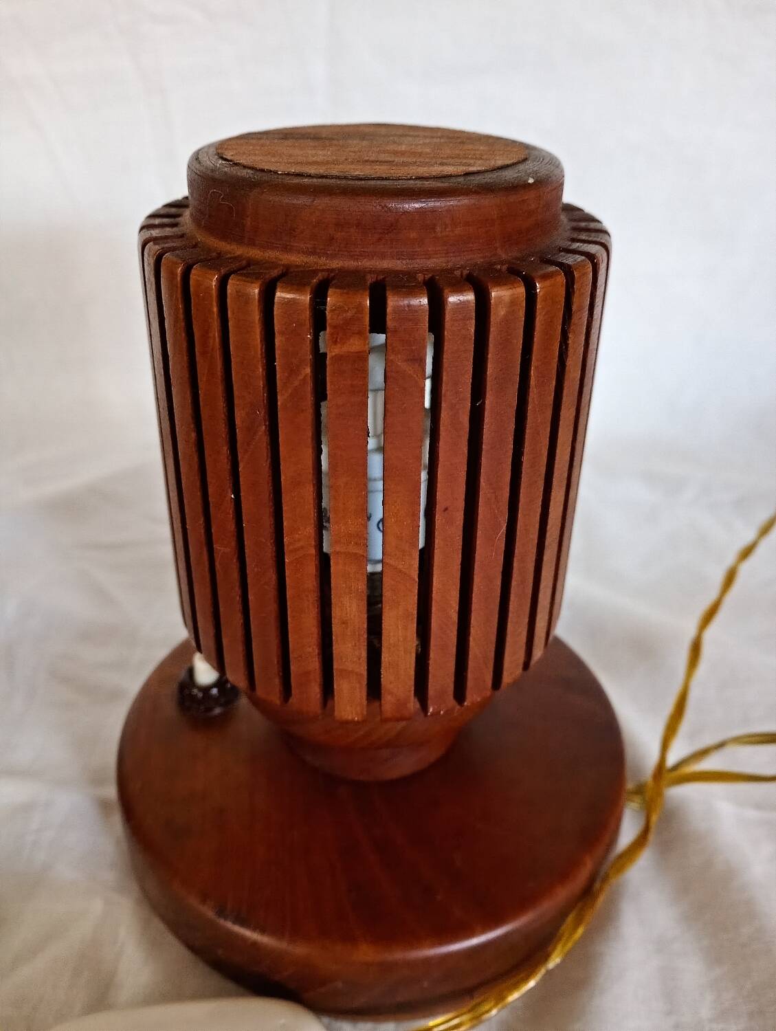 Pair of wooden bedside lamps