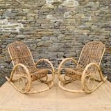 Pair of rattan rocking chairs by Rohe Noordwolde