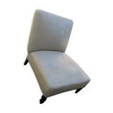 Chauffeuse de style 1900 -repeint tissu coton beige &  pieds d'origine noirs mat