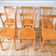 Set of 6 luterma blond wood bistro chairs 1950