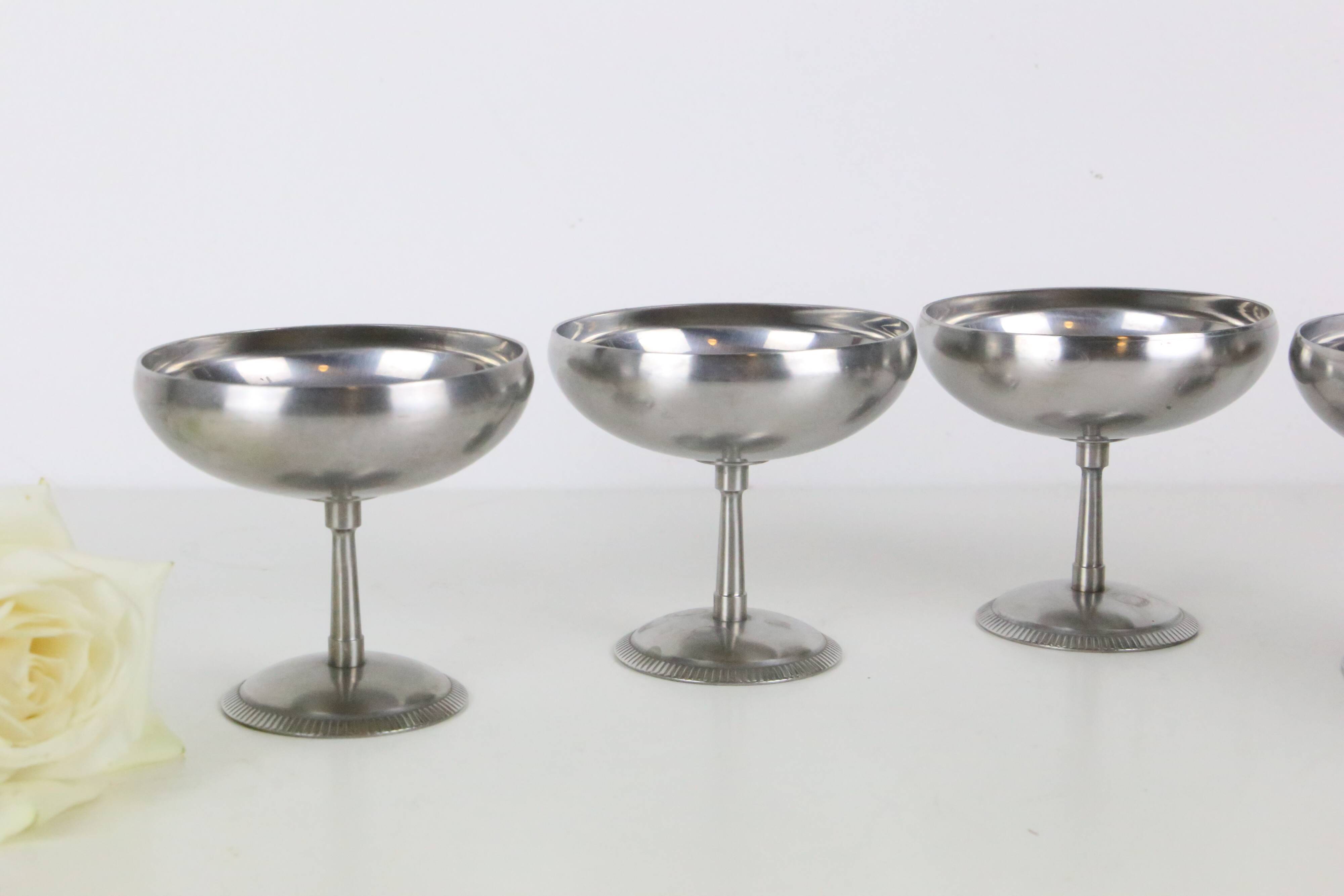 Set of 6 stainless steel bowls by Letang-Remy, vintage French, 1970s