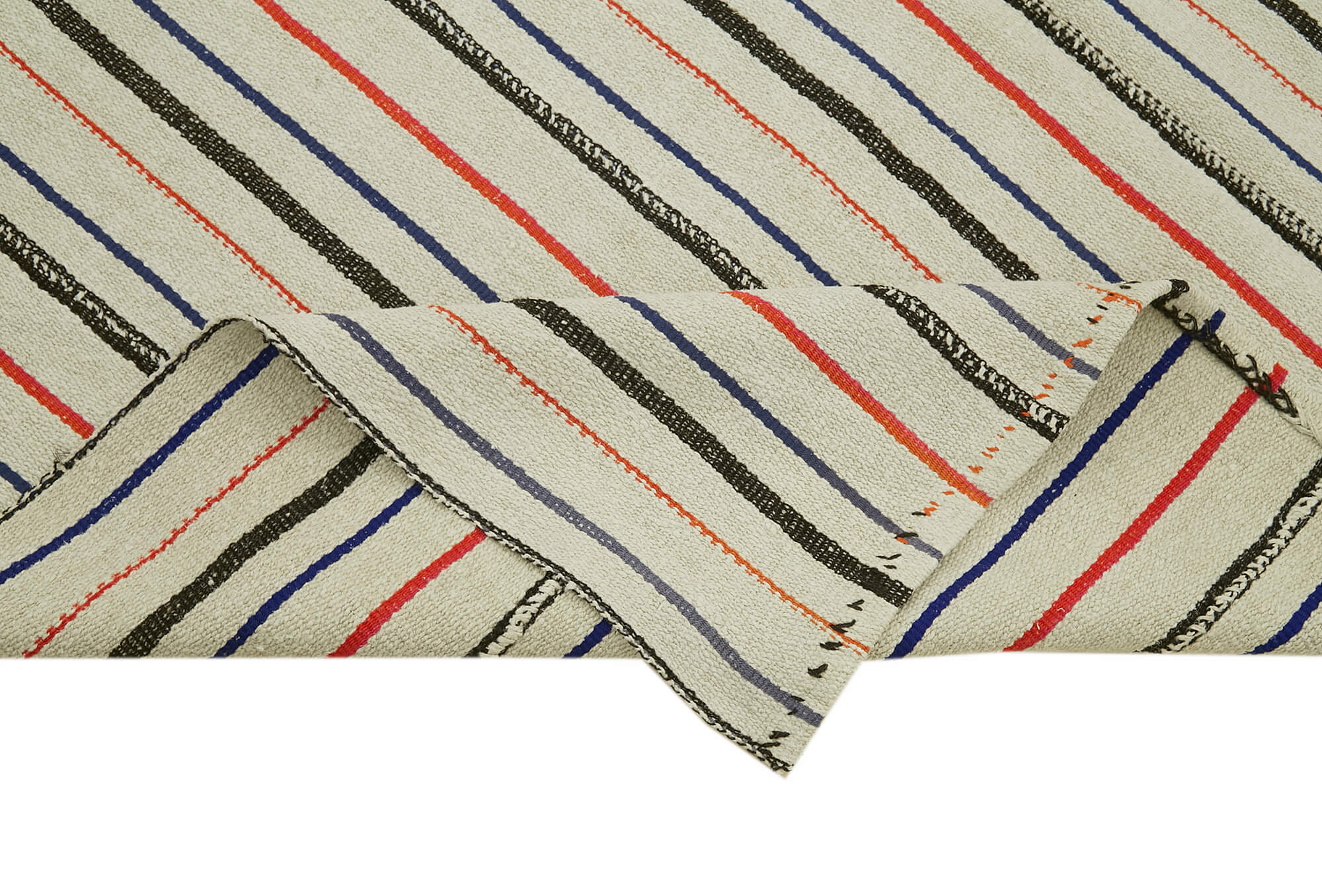 Handmade anatolian nomadic 1980s 165 cm x 231 cm multicolor hemp kilim carpet