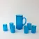 Vintage 1970s IVIMA Blue Glass Jug and Six-Glass Set