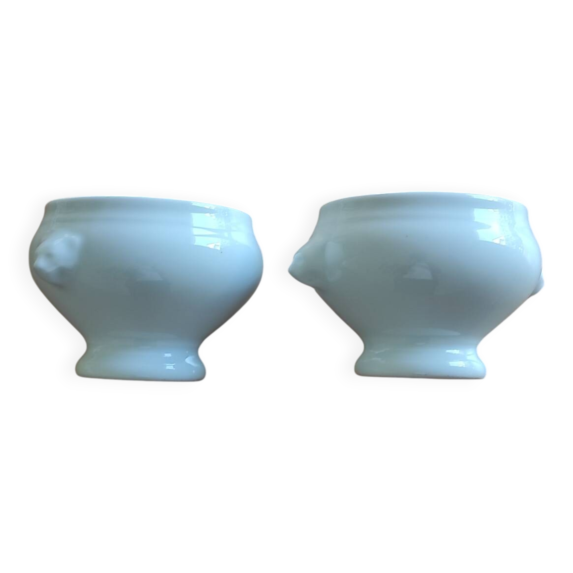 Set of 2 mini French porcelain soup tureens