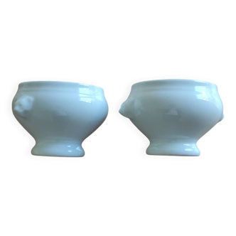 Set of 2 mini French porcelain soup tureens