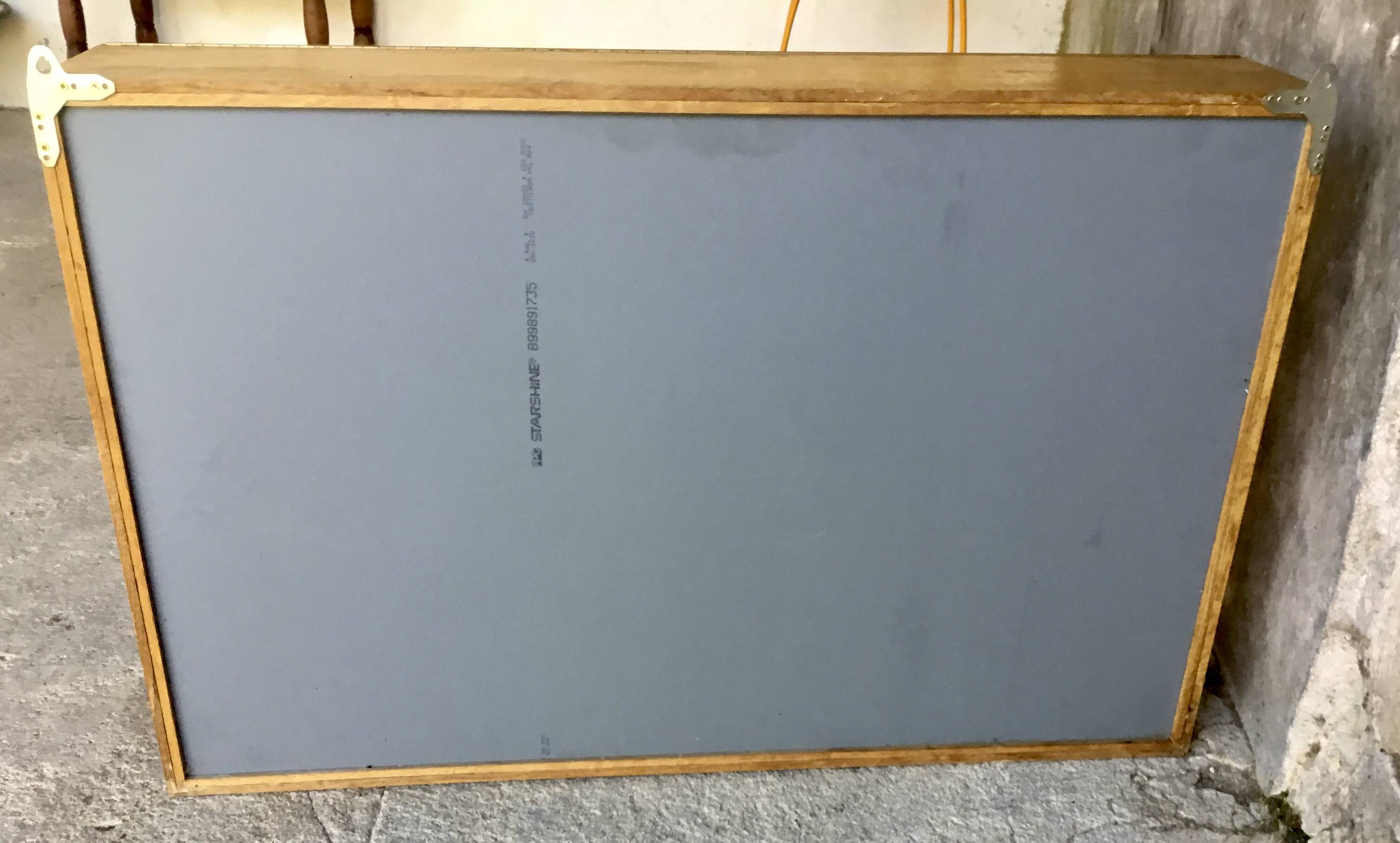 Large pharmacy wall display case in light oak - vintage 1960