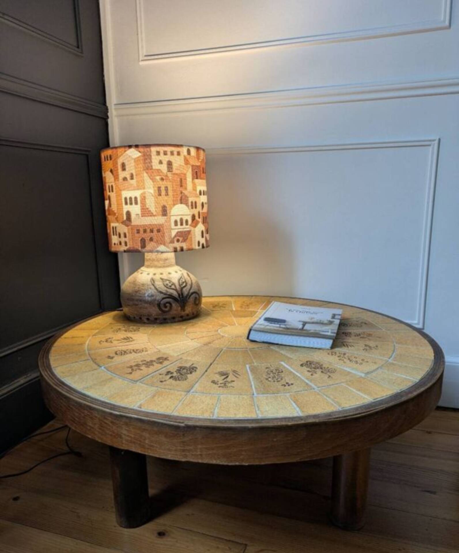 rare table basse ''ronde'' Vallauris par Raymonde Leduc.