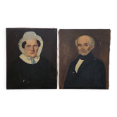 Paire de portraits anciens, XIXes