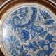 Set of 2 vintage ceramic coasters – Blue floral design and gilding – Made in France