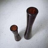 Pair of amber glass soliflores