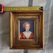 2 small portrait paintings of a woman by N. Philip, miniatures on ivory.