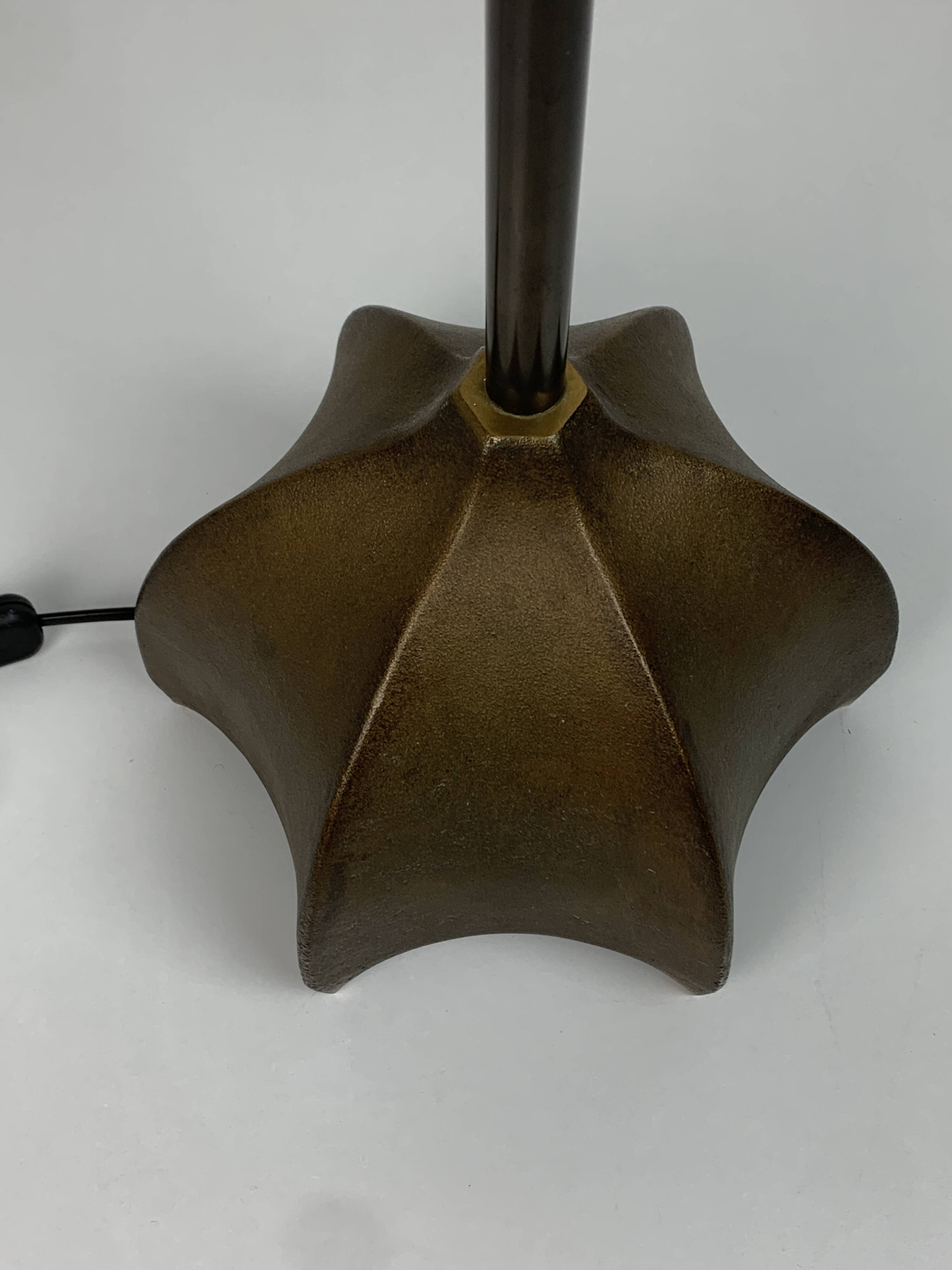 Brutalist bronze large cocoon table lamp, Dutch 1990s
