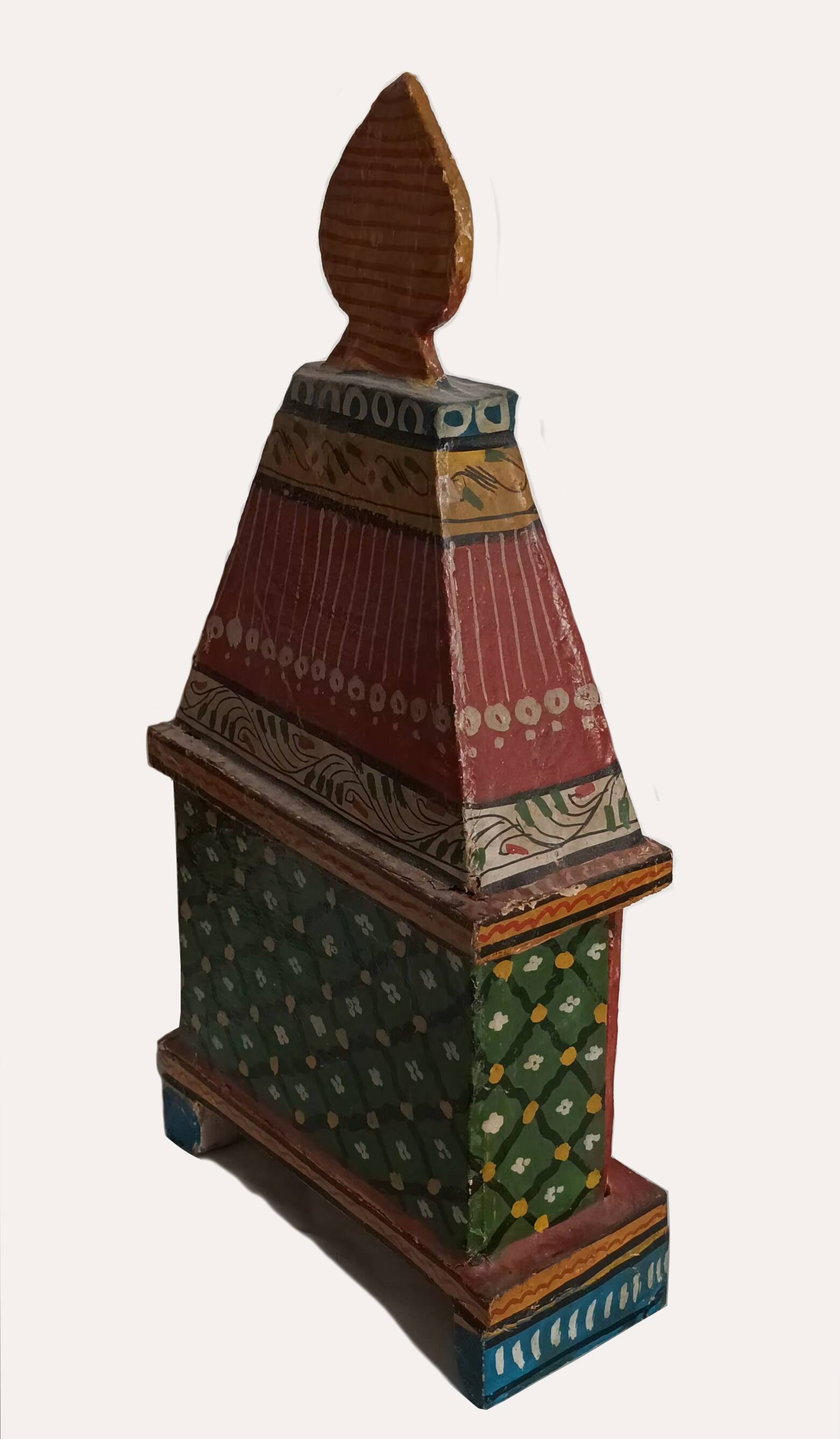 Indian temple made of hand-painted wood
