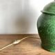 Lampe balustre en terre vernissée verte Provence 1960