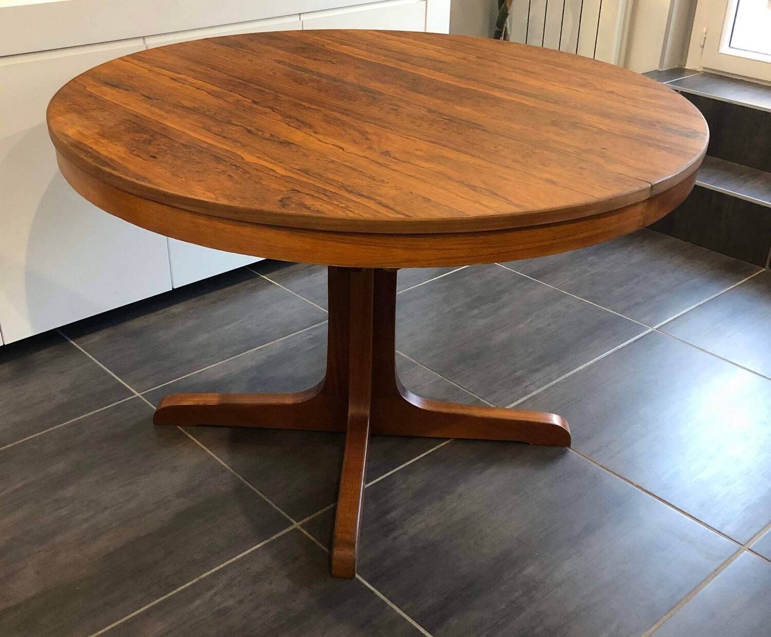 Vintage Scandinavian Baumann style extendable table in Rosewood 1970s