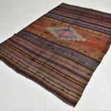 Tapis Kilim Anatolien Vintage – Rayures Ethniques, Tissé Main , 176x242 Cm