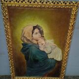 Oil painting on canvas Virgin and Child portrait 1940 - 102/72cm