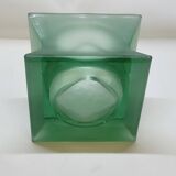 Modernist vintage square vase in frosted molded pressed glass