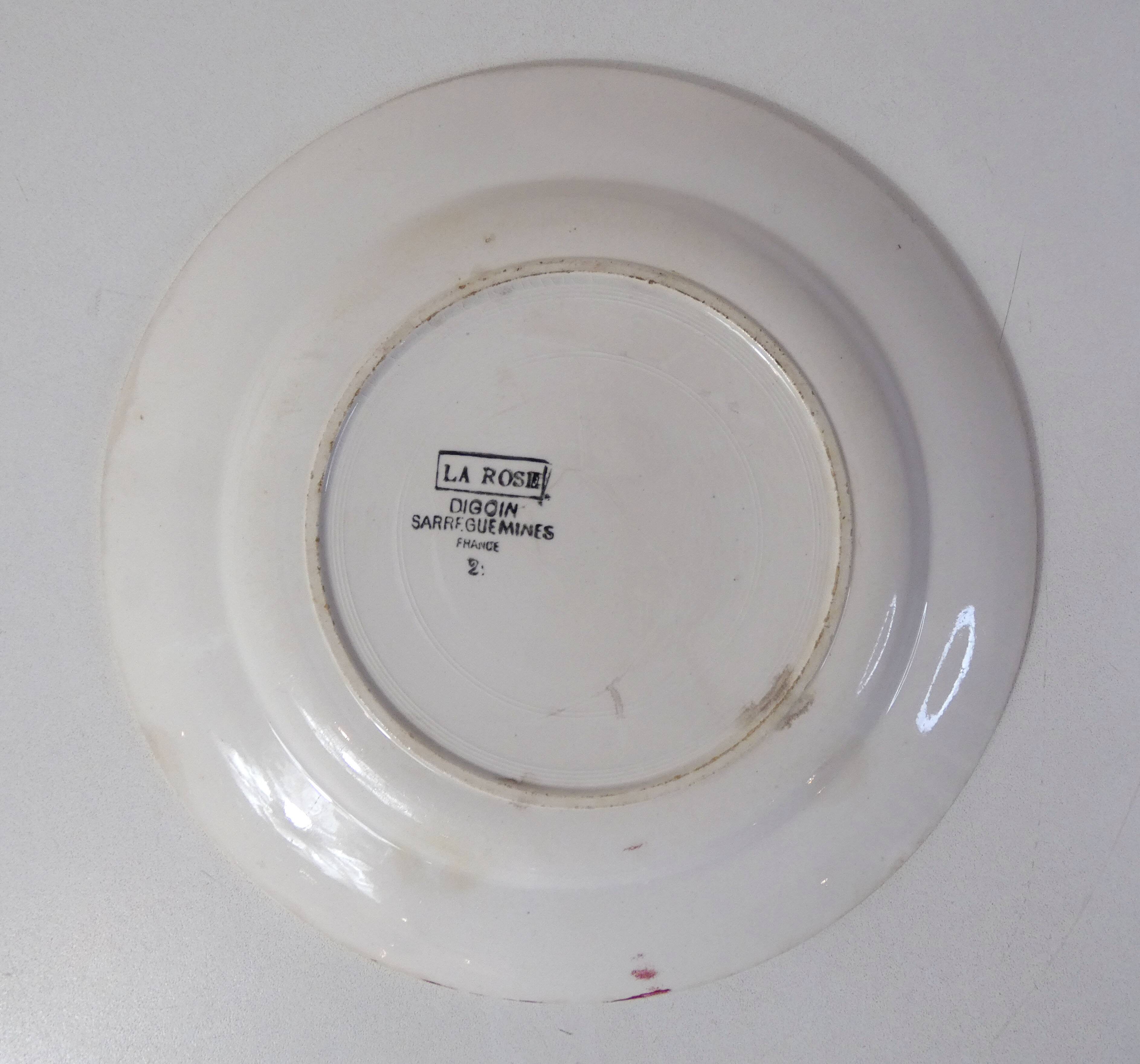 Digoin sarreguemines 2 flat plates la rose