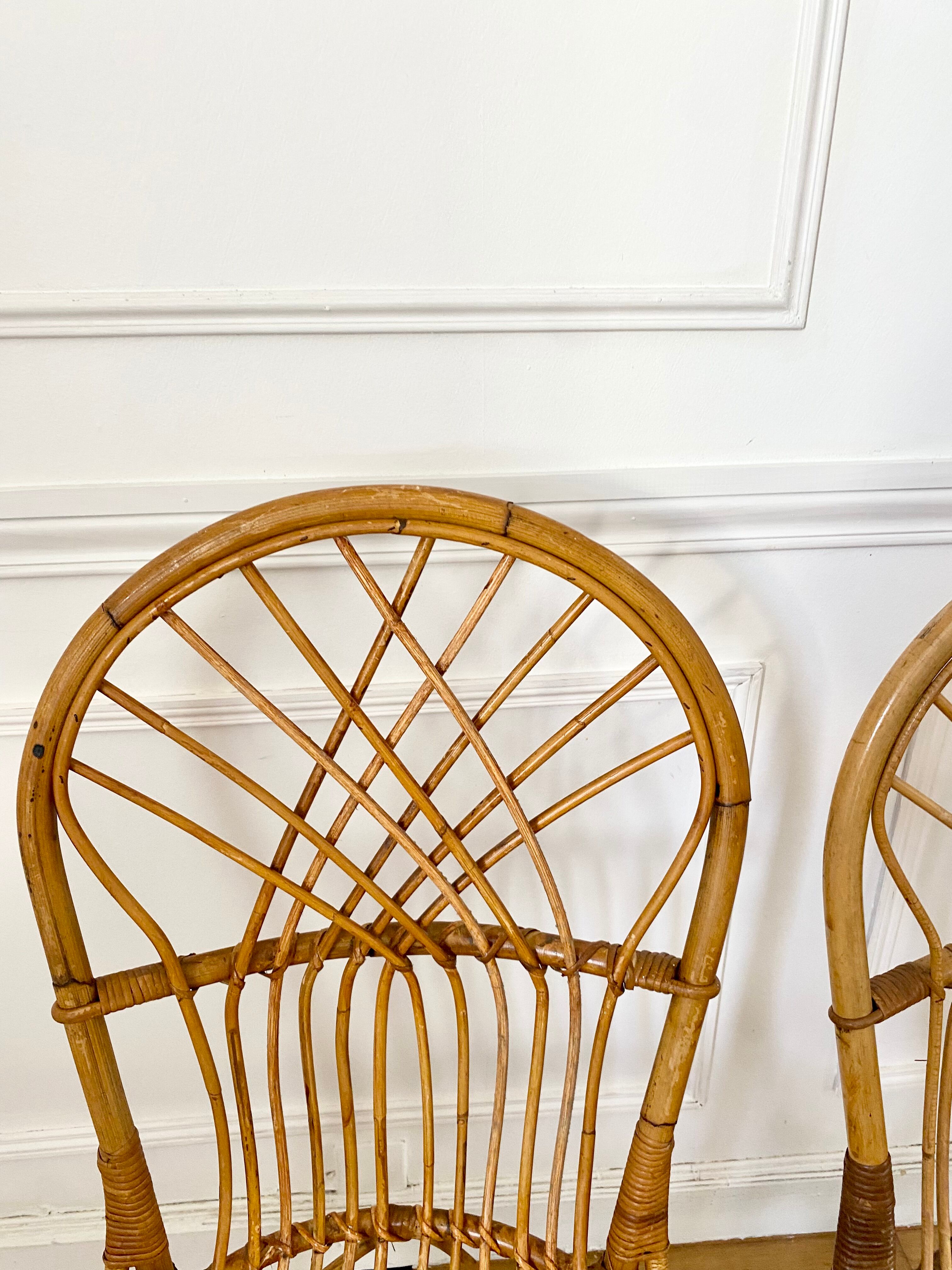 4 vintage rattan chairs