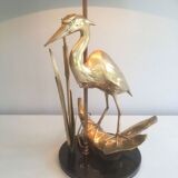 Brass lamp depicting a heron