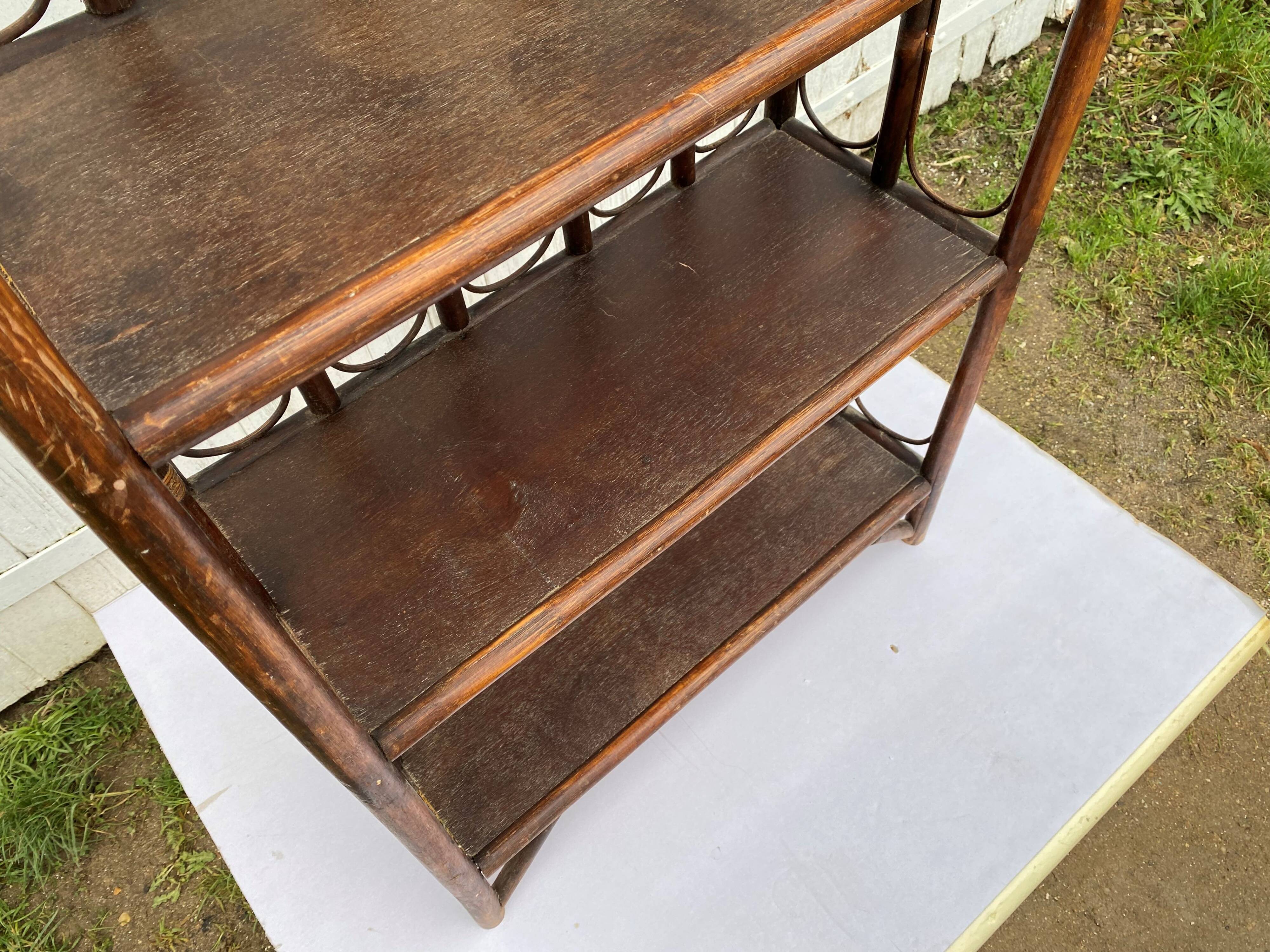 Vintage rattan bookcase shelf from the 70s