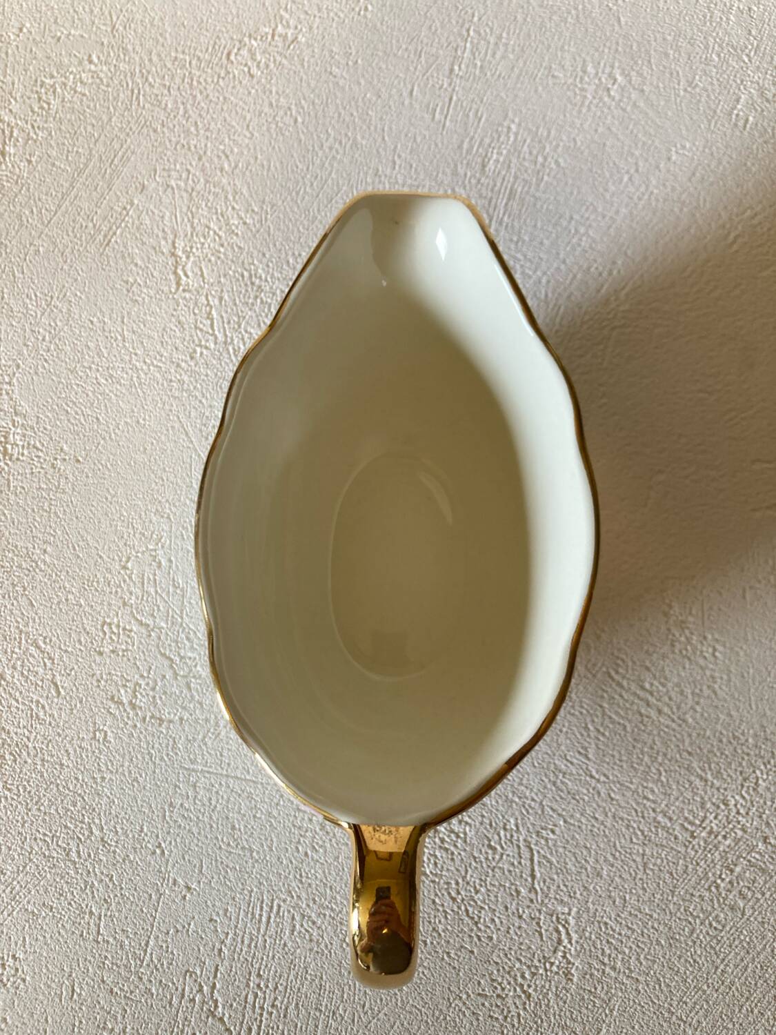 Villeroy and Boch gravy boat, 1950s, cream and gold