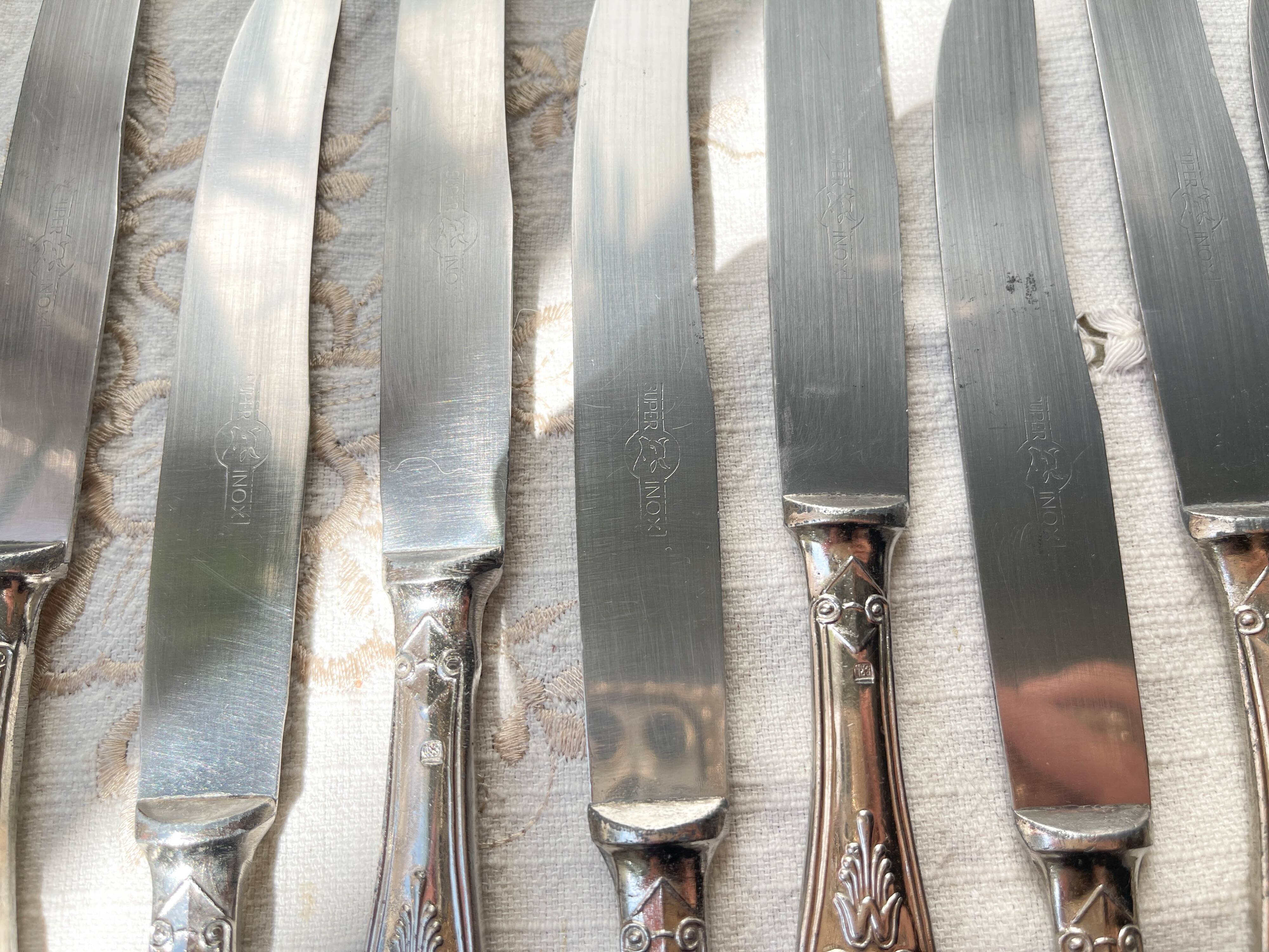 10 Vintage Rocaille Style Metal Knives