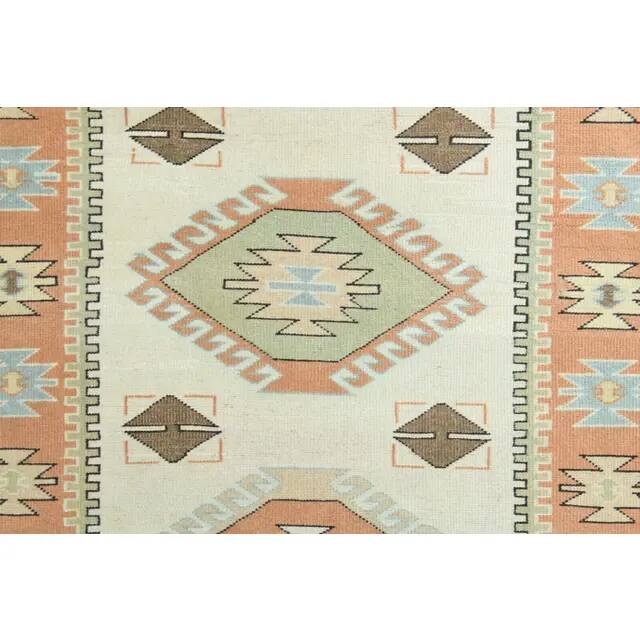 1970s vintage Turkish Oushak handmade wool cotton beige area rug 127x186