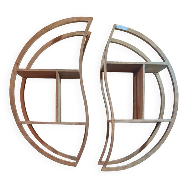 Etagère, bibliothèque yin yang en teck