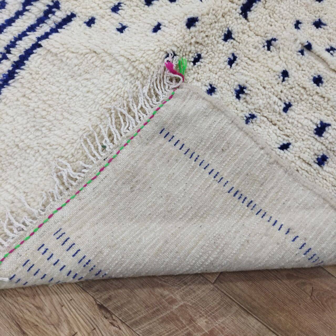 Vintage Azilal rug 290x190 cm - Blue geometric patterns