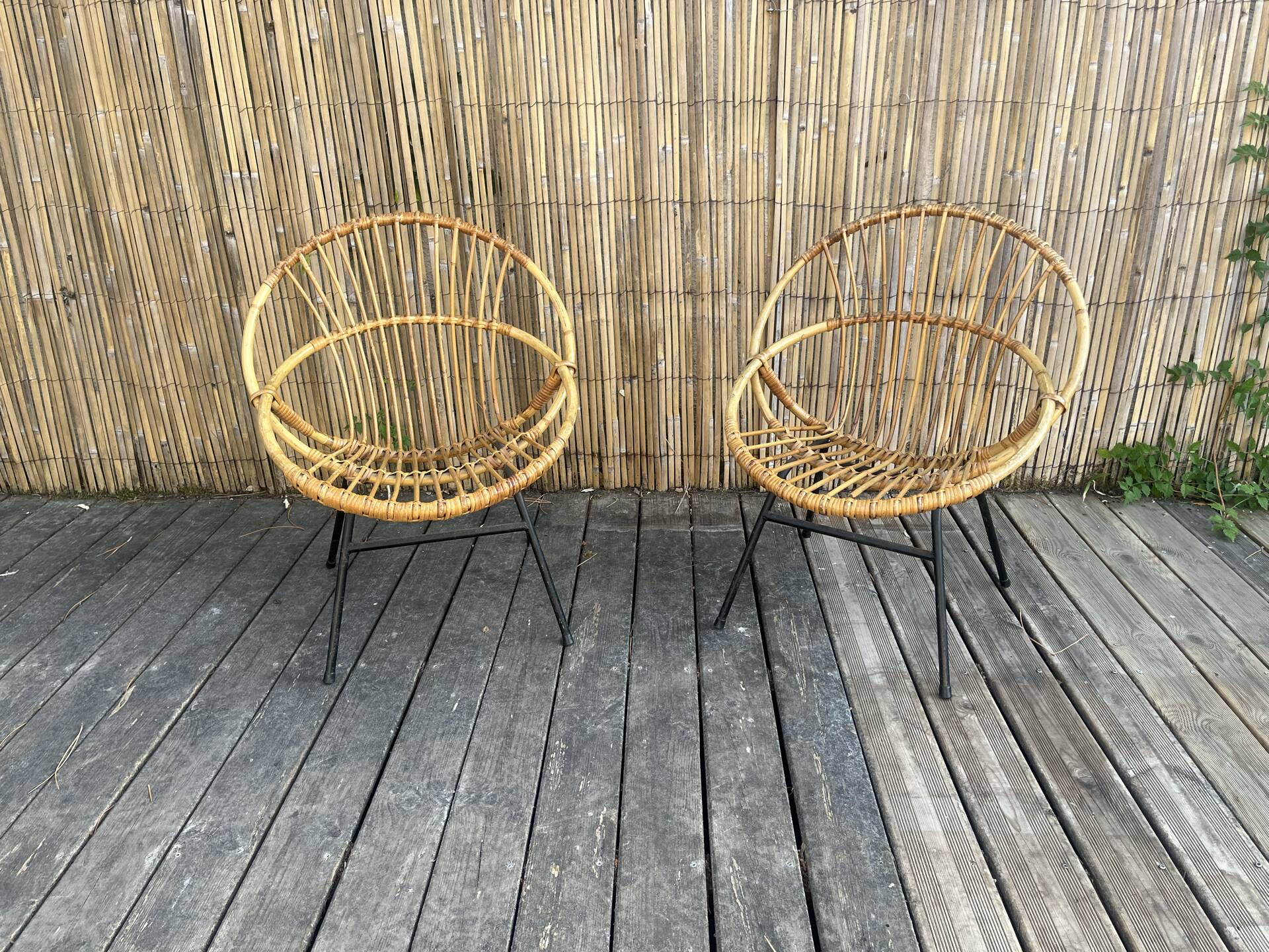 Rattan armchairs