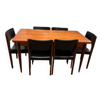 60s dining table with 6 chairs