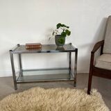 Vintage glass and chrome console coffee table